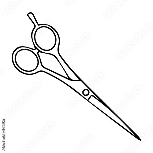 Hand drawn scissors isolated on white background. Vector illustration in doodle outlines style. scissors for haircuts