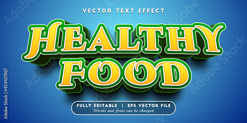 Text effects 3d healthy food, editable text style