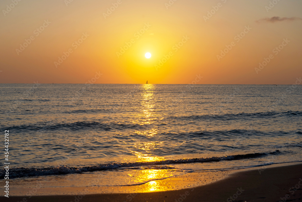 Sunrise on the Mediterranean Sea. La Manga Del Mar Menor. Spain.
Sunrise on the Mediterranean Sea. La Manga Del Mar Menor. Spain.