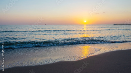 Sunrise on the Mediterranean Sea. La Manga  Del Mar Menor. Spain.
