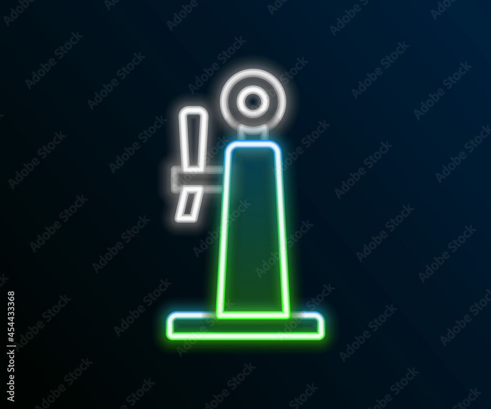 Glowing neon line Beer tap icon isolated on black background. Colorful outline concept. Vector Glowing neon line Beer tap icon isolated on black background. Colorful outline concept. Vector