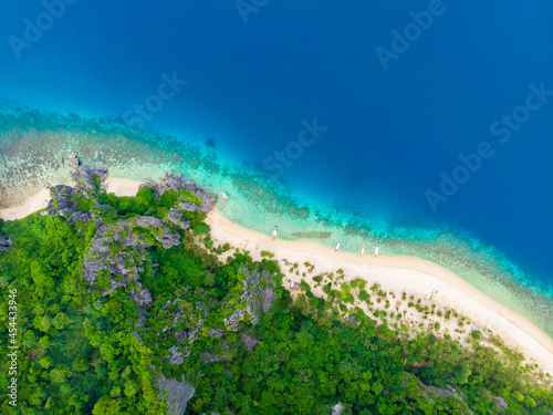                                                                                                                    Aerial photo taken by drone around Coron Island  Busuanga  Palawan  Philippines. 