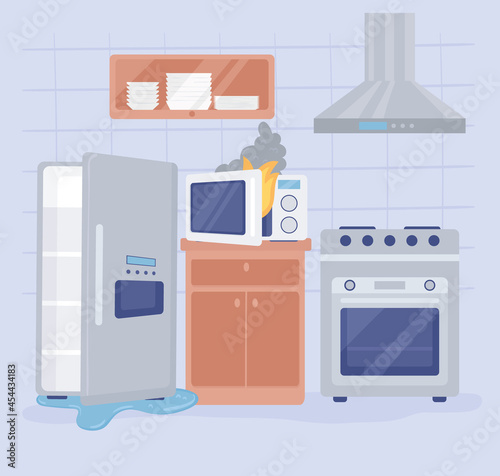 kitchen and broken appliances