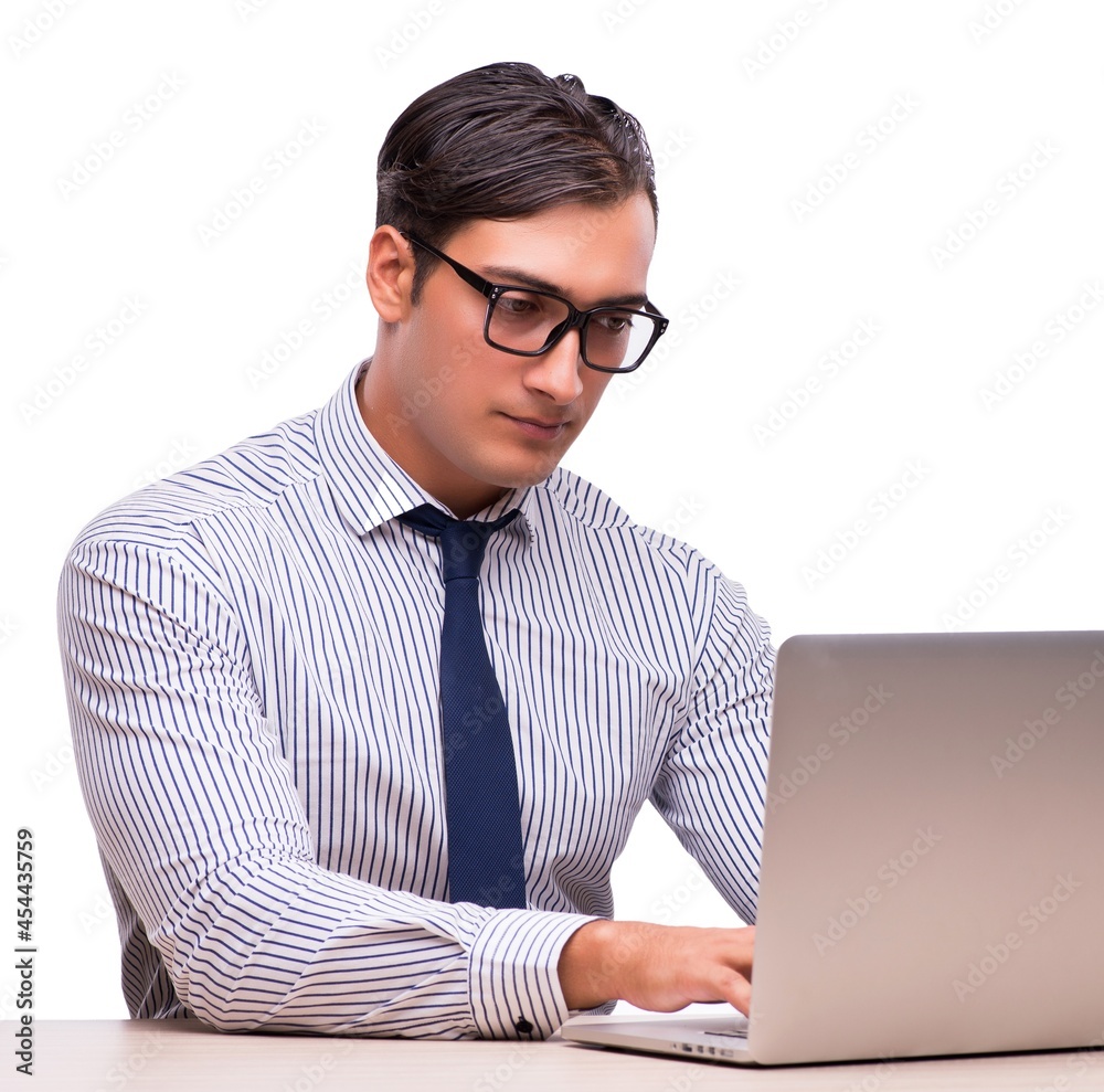 Man with laptop isolated on white Man with laptop isolated on white