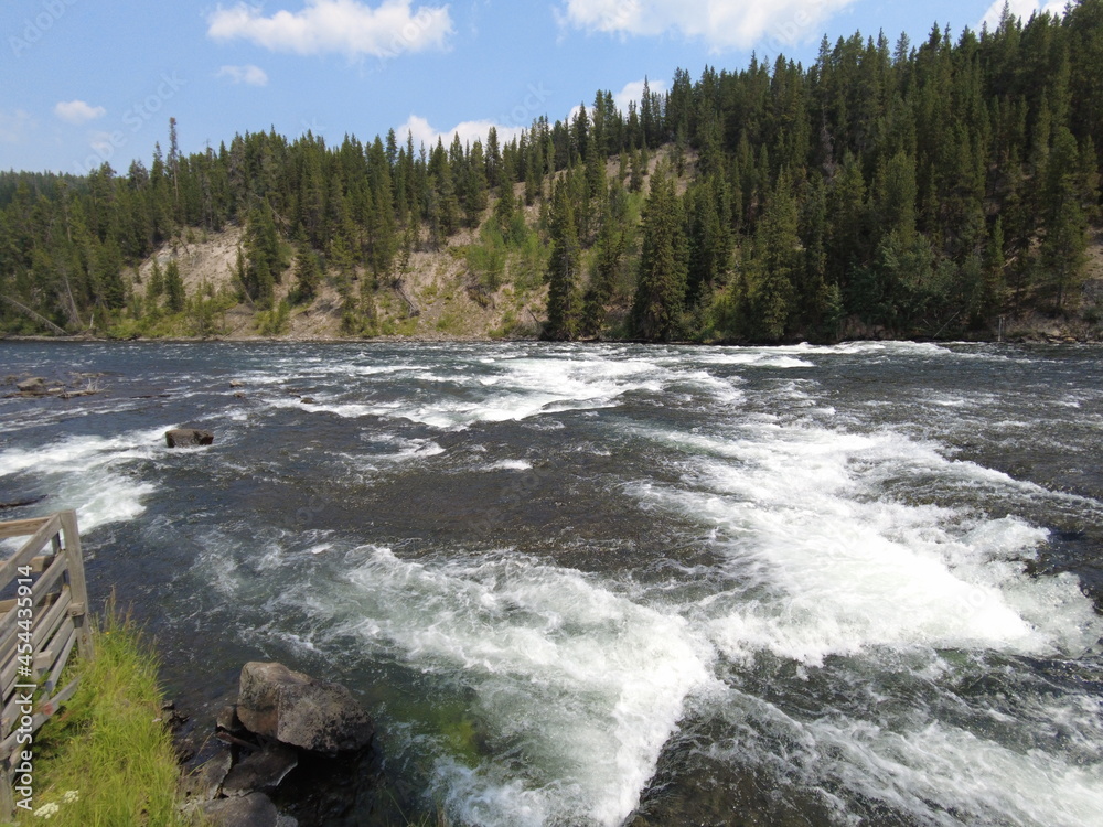 River, Trees, and Clouds in Yellowstone River, Trees, and Clouds in Yellowstone