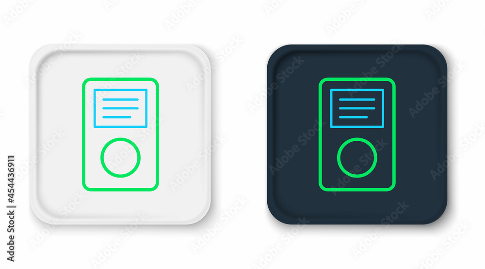 Line Music player icon isolated on white background. Portable music device. Colorful outline concept. Vector Line Music player icon isolated on white background. Portable music device. Colorful outline concept. Vector