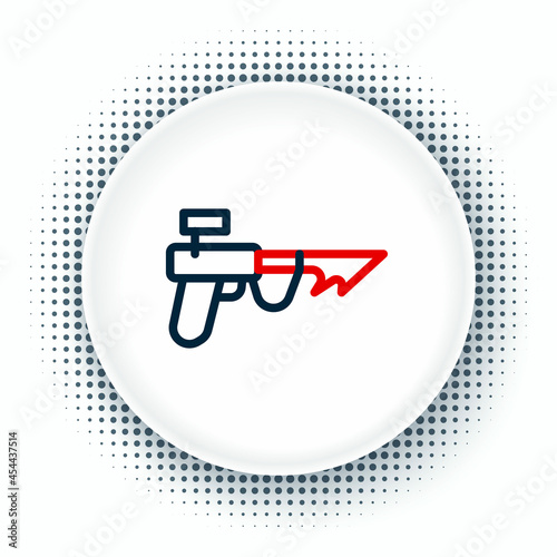 Line Fishing harpoon icon isolated on white background. Fishery manufacturers for catching fish under water. Diving underwater equipment. Colorful outline concept. Vector