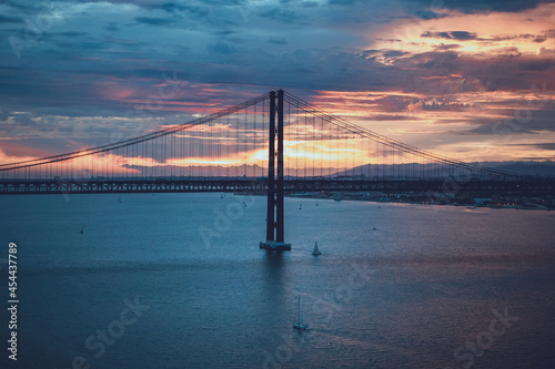 incredible sunset over the big bridge. river and bridge © Nazar