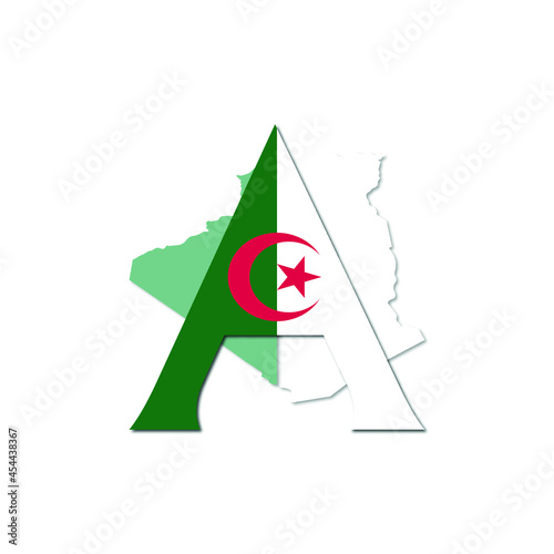 Algeria Frist letter A with the Algeria Frist letter A with the national flag