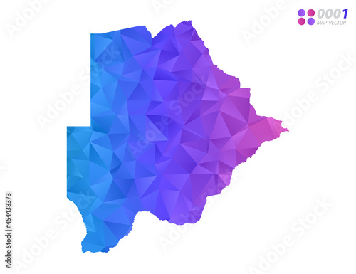 Vector Botswana map colorful polygon triangle mosaic with white background. style gradient.
