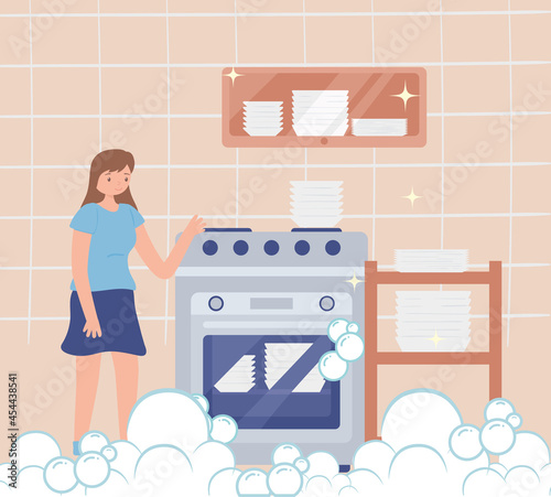 woman with home appliance