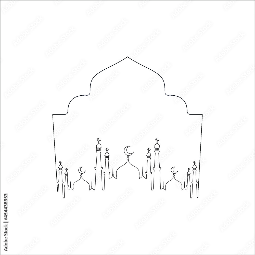 Mosque continuous line art drawing vector minimalist design. islamic ...