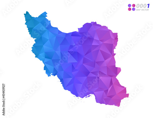 Vector Iran map colorful polygon triangle mosaic with white background. style gradient.