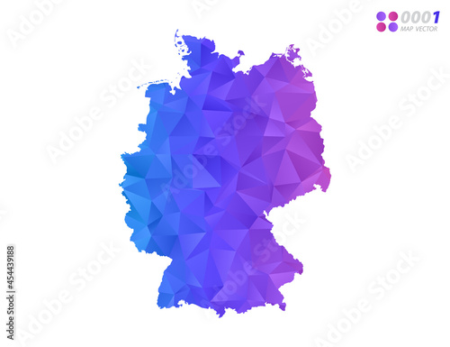 Vector Germany map colorful polygon triangle mosaic with white background. style gradient.
