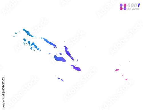 Vector Solomon Island map colorful polygon triangle mosaic with white background. style gradient.