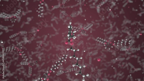 Molecule of dioctyl phthalate, conceptual molecular model. Scientific looping 3d animation photo