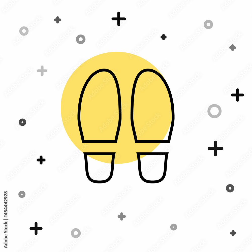 Black line Footsteps icon isolated on white background. Detective is investigating. To follow in the footsteps. Random dynamic shapes. Vector Black line Footsteps icon isolated on white background. Detective is investigating. To follow in the footsteps. Random dynamic shapes. Vector