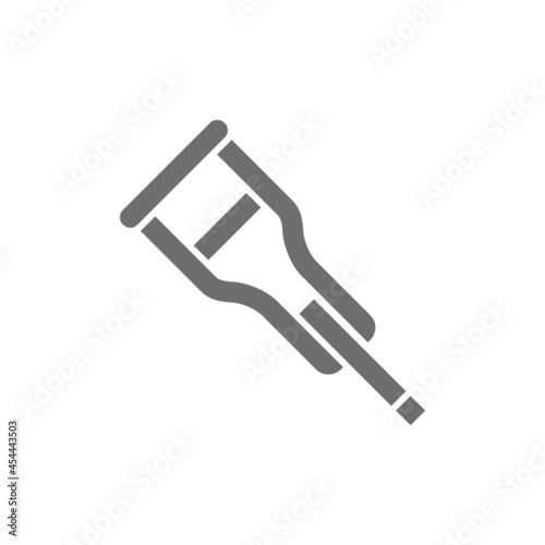 Crutch, stick grey icon. Isolated on white background