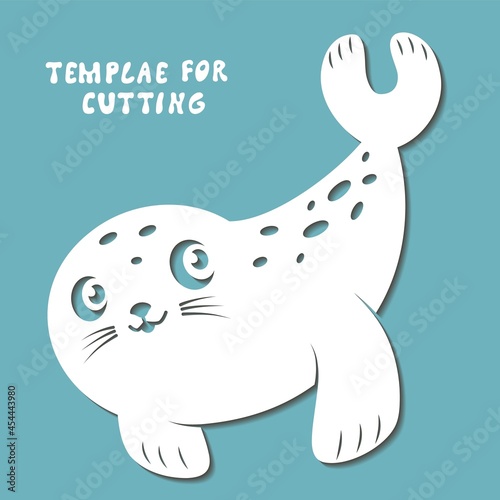 Template for laser cutting, wood carving, paper cut. Silhouettes for cutting. Seal vector stencil