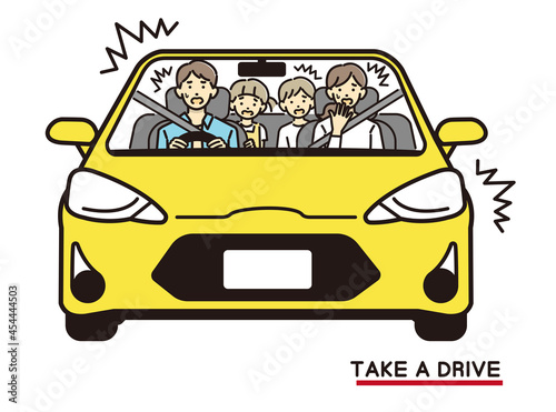 ドライブで困っている家族のベクターイラスト素材／車／旅行／事故／危ない