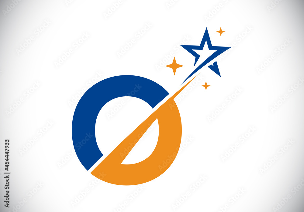 Initial O monogram letter alphabet with swoosh and star logo icon. Abstract star logo sign symbol design. Modern vector logo for business and company identity. Initial O monogram letter alphabet with swoosh and star logo icon. Abstract star logo sign symbol design. Modern vector logo for business and company identity.
