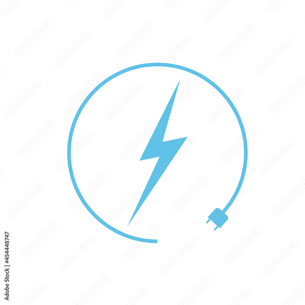 Electric car charging icon, graphic design template, lightning bolt. Parking with electric charge sign, vector illustration.