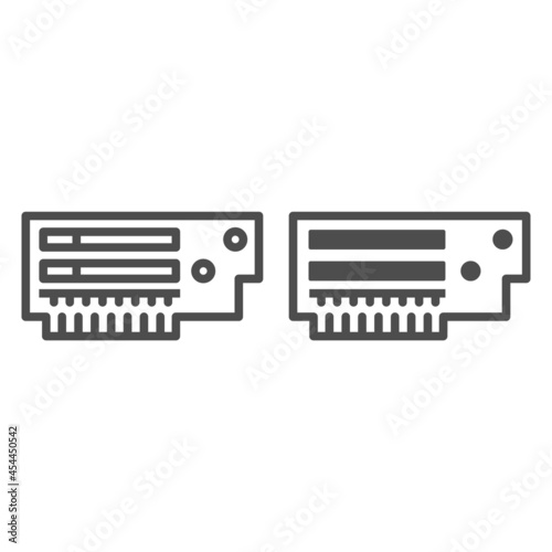 PCI express board line and solid icon, electronics concept, Perepheral Component Interconnect vector sign on white background, outline style icon for mobile concept and web design. Vector graphics.