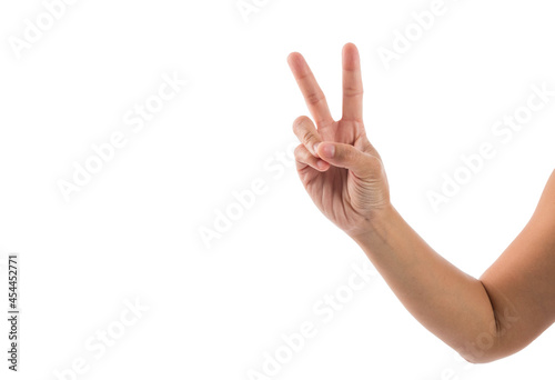 hand on white background, closeup finger 
