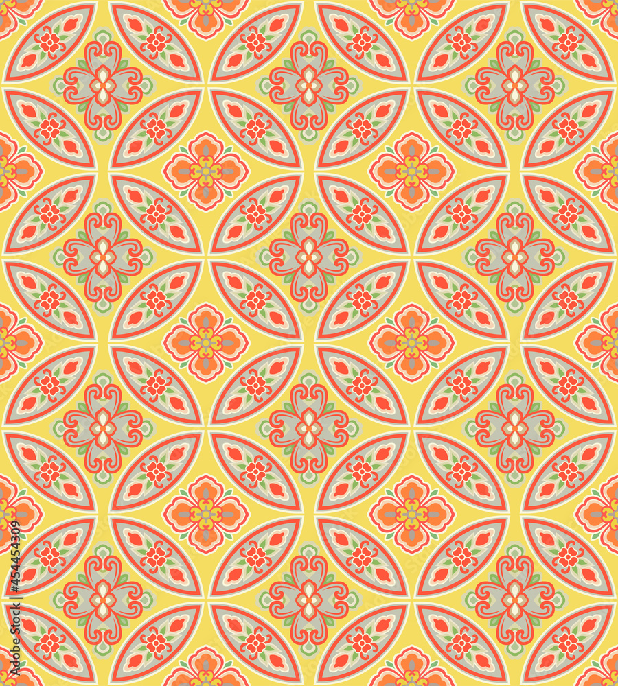 Japanese Flower Ellipse Vector Seamless Pattern Japanese Flower Ellipse Vector Seamless Pattern