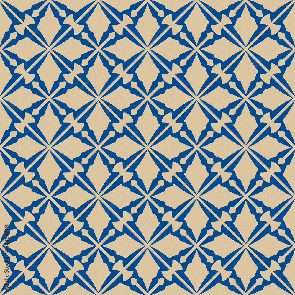 Japanese Leaf Mosaic Diamond Vector Seamless Pattern