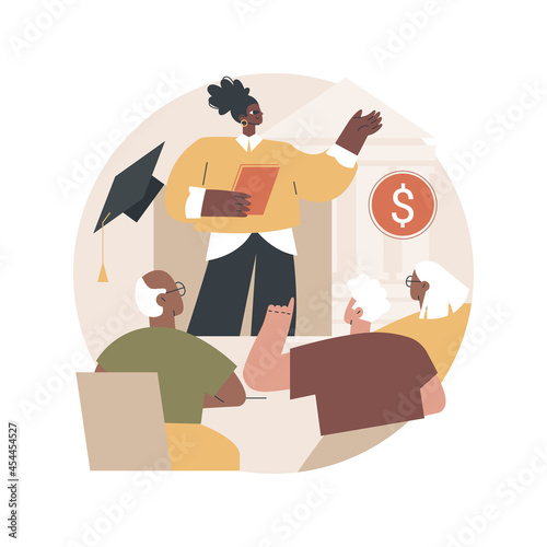 Financial literacy of retirees abstract concept vector illustration. Financial literacy for senior, retirement planning courses, pension income control, retiree budget plan abstract metaphor.