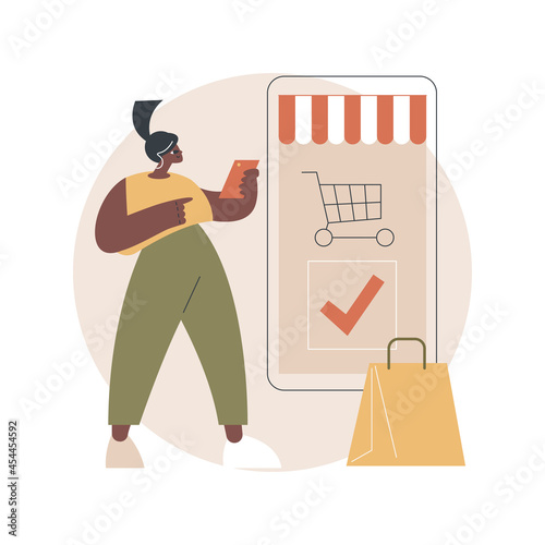 Order placed abstract concept vector illustration. E-commerce model, online store delivery, booking process, order placed, courier service, shipping conditions, purchase made abstract metaphor.