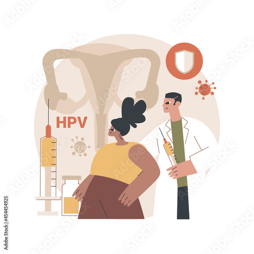 HPV vaccination abstract concept vector illustration. Protecting against cervical cancer, human papillomavirus immunization program, HPV vaccination, prevent infection abstract metaphor.