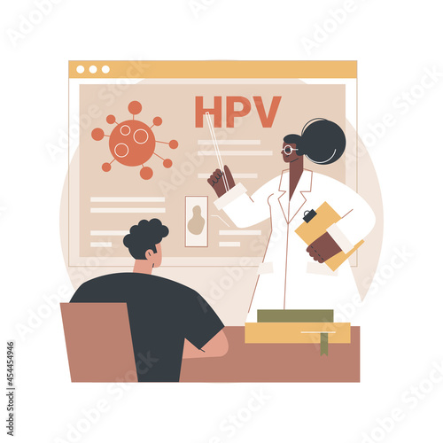 HPV education programs abstract concept vector illustration. HPV awareness programs, human papillomavirus explained, health education, online consultation, virus information abstract metaphor.