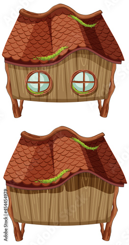 Fantasy wooden hut on white background