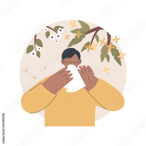 Seasonal allergy abstract concept vector illustration. Pollen allergy immunotherapy, allergic disease diagnostics, seasonal allergy test, nasal congestion, specialist counseling abstract metaphor.