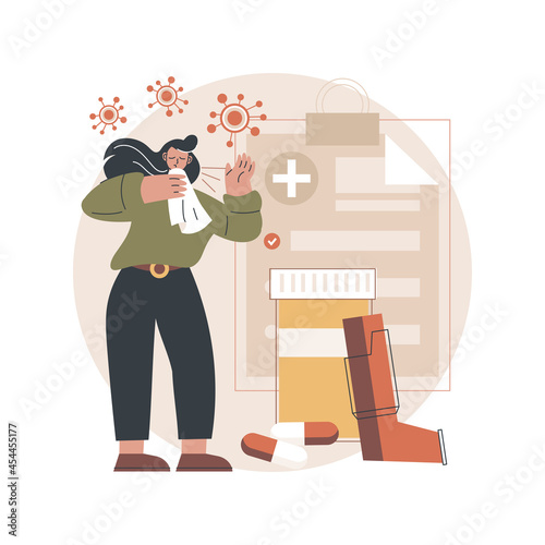 Allergic diseases abstract concept vector illustration. Atopic allergy, severe reaction, antihistamines therapy, allergic disease treatment, skin rash, dermatology clinic abstract metaphor.