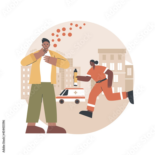 Anaphylaxis abstract concept vector illustration. Severe allergic reaction help, anaphylaxis shock treatment, emergency allergy case, hypersensitivity, cause and symptoms abstract metaphor.
