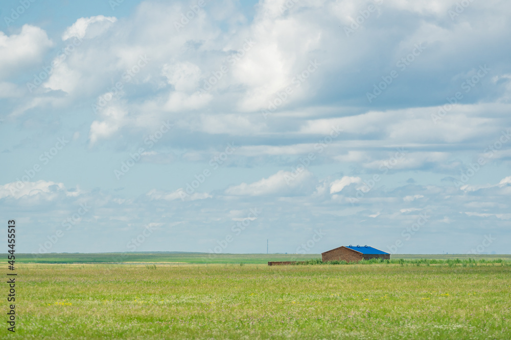 The summer landscape of the grassland in Hulunbuir, Inner Mongolia, China.