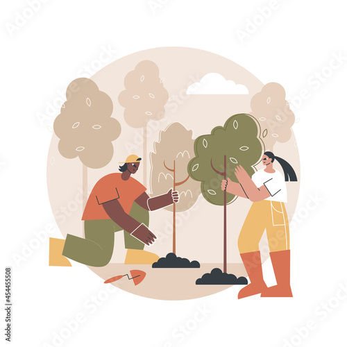 Reforestation abstract concept vector illustration. Silviculture, reforestation program, replanting trees, forest natural restoration, save woodland, climate change mitigation abstract metaphor.