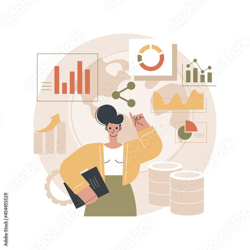 Climate data share and use abstract concept vector illustration. Climate information, global database, historical weather forecast, climate change data center, statistics abstract metaphor.