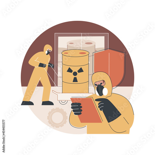 Safe storage of waste abstract concept vector illustration. Chemical waste management, hazardous material storage, safe container, sorting and recycling, dangerous substance abstract metaphor.
