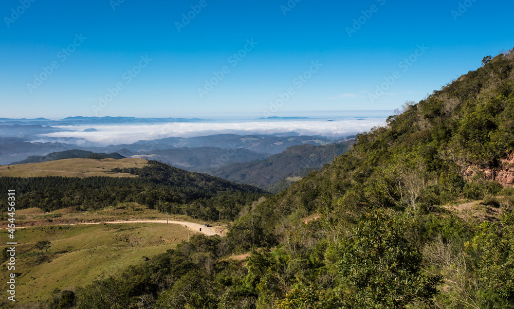 Landscape between Urubici and Grão Para in Serra do Corvo Branco in Santa Catarina, Brazil.