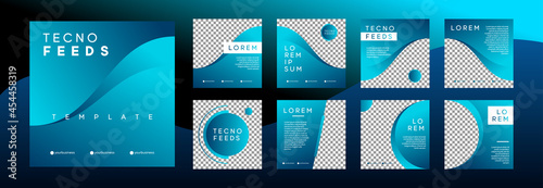 Set of Editable technology square banner template. feeds social media modern style.