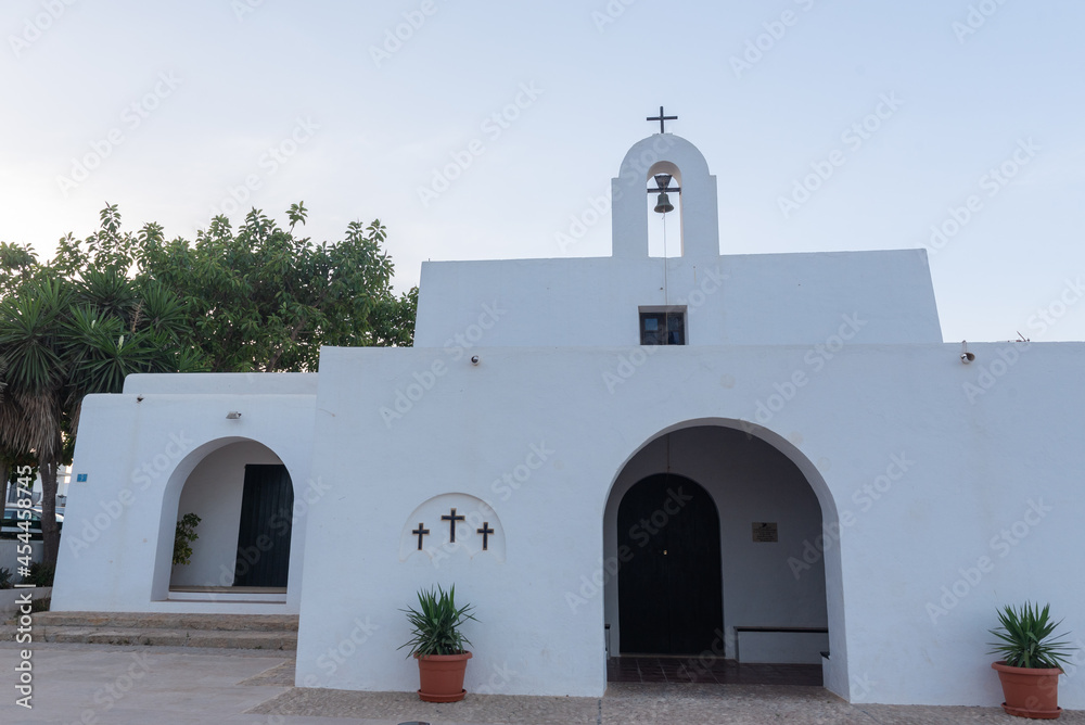 Church of Nuestra Senora del Pilar in La Mola in Formentera in the summer of 2021