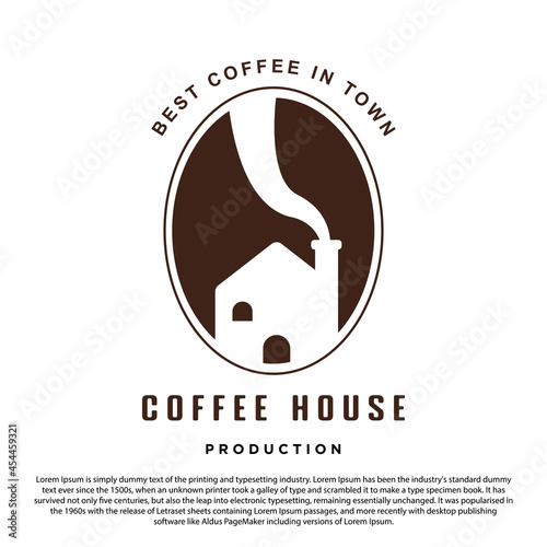 Creative coffee house logo design. Coffee bean and house perfect logo for your brand and business