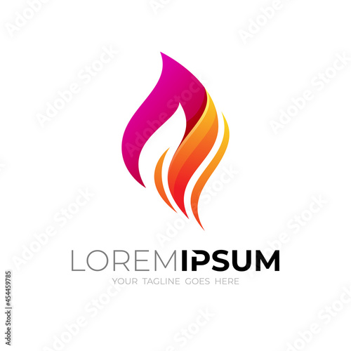 Flame logo template, fire design illustration