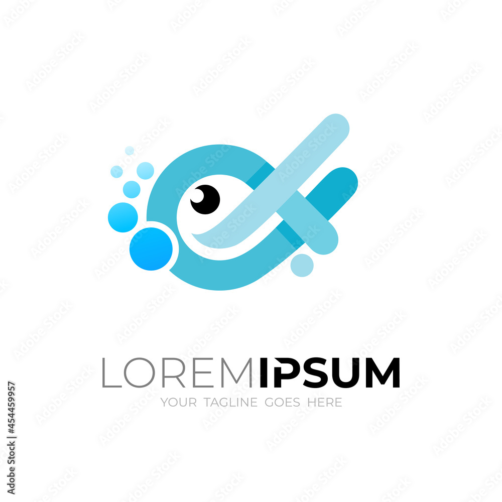 Fish icon vector, modern fish logo template, blue color Fish icon vector, modern fish logo template, blue color