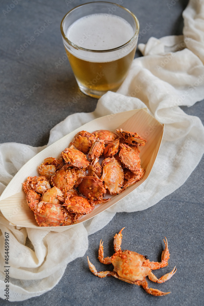 Popular Japanese snacks that go well with beers. Okabe Tamago Kani aka Dried Crab Snack. Great