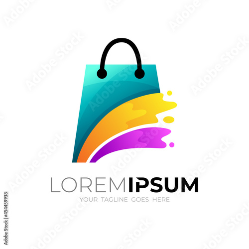 shopping bag logo, colorful design vector